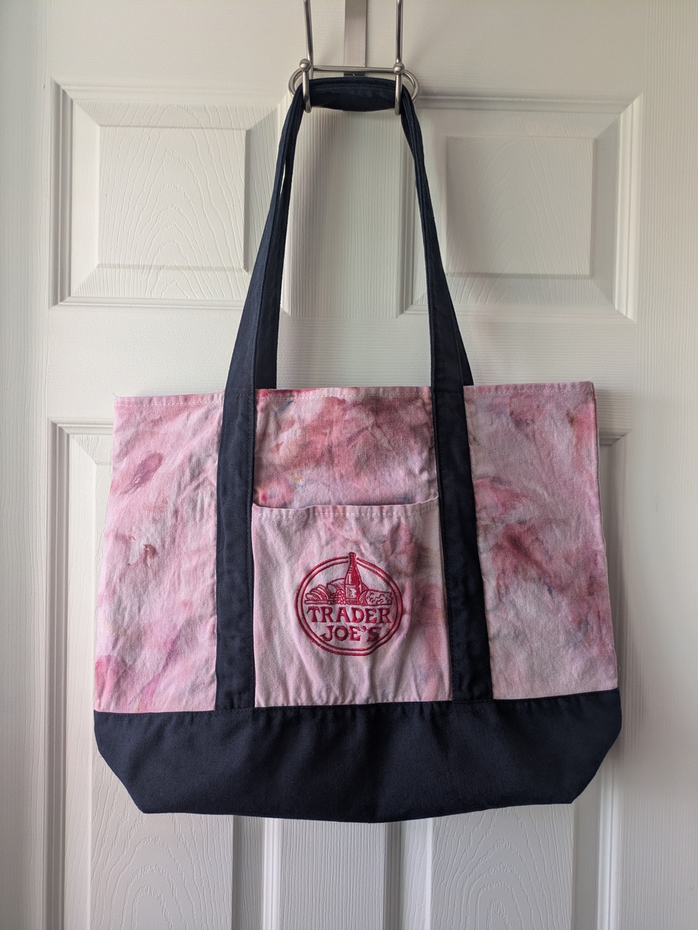 Pink Ice-Dyed Trader Joe's Large Canvas Tote